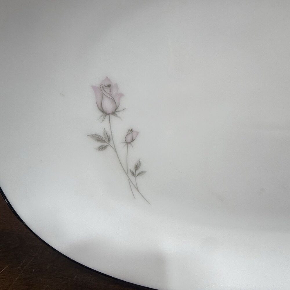 Noritake PASADENA 6311 Japan 11 1/2" Oval Pink Grey Rosebud Platinum Trim - Picture 3 of 9
